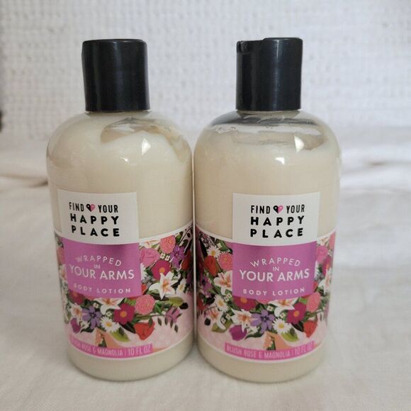 NEW Find Your Happy Place Wrapped in Your Arms Lotion LOT 10 Oz Rose Magnolia - Picture 1 of 5